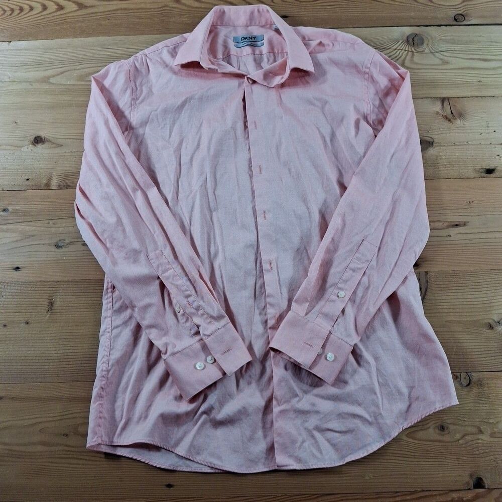 Dkny Slim-fit Stretch Mens 32/33 Button Up Shirt Pink